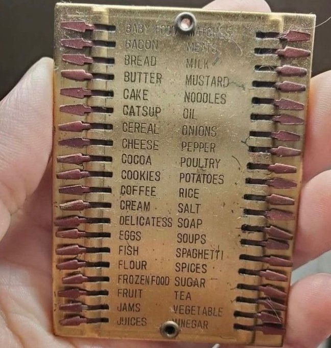 9. 1950'lerden kalma yeniden kullanılabilir alışveriş listesi