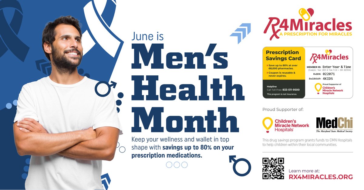 This month, we’re raising awareness about the importance of routine checkups, healthy habits—and access to affordable medications. We’re proud to support men's health by offering a prescription discount card to help ease the cost of medications. Let’s remove barriers to better