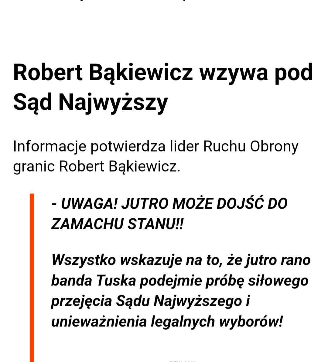 Jutro o 7'30 rano kto żyw pod Sąd Najwyższy. Bronić sędziów, bronić wyborów, bronić Prezydenta-Elekta!