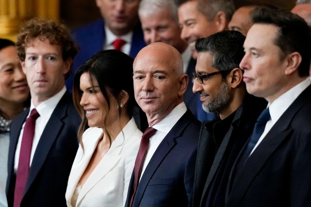 Pictured: the people who are going to benefit from Trump’s “Big, Beautiful Bill.”

Not pictured: 16 million Americans who will lose their health insurance and 2 million children who will lose food assistance.