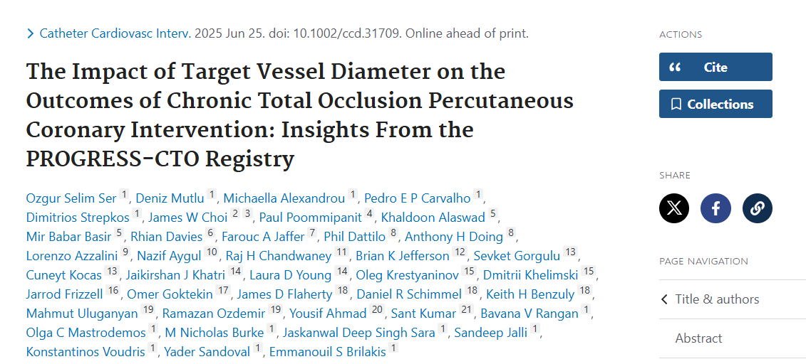 ozgurselimser's tweet image. I am thrilled to announce that our manuscript on the impact of target vessel diameter on outcomes of #CTO #PCI is now available online in @ccijournal.
This is the most detailed research to date on target vessel diameter, a parameter that is often overlooked and currently not…
