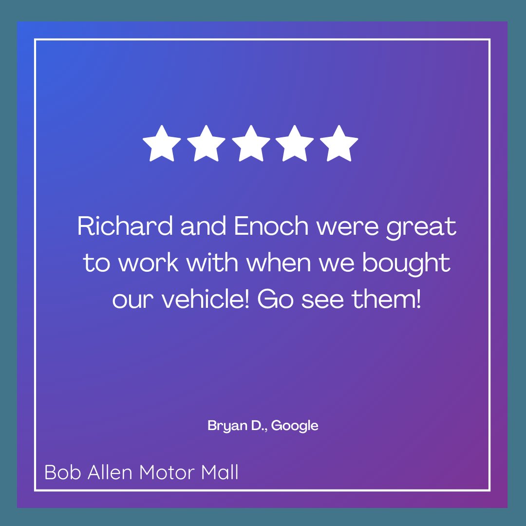 Thank you for your feedback, Bryan! We're glad to hear you had a great experience with Richard and Enoch. We appreciate your recommendation!