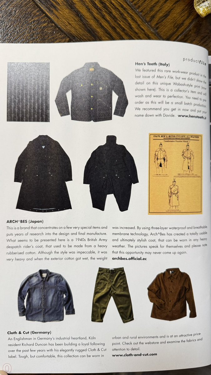 arch_bes's tweet photo. 6/24発売CLUTH magazine Vol.100+men's file 32合併号にてARCH∧BESの3レイヤーモーターサイクルコート紹介いただいております。世界中で読まれているヘリテージファッションの教科書ともいえる雑誌の記念号に掲載いただき光栄です。こちらの商品についてはARCH∧BESオフィシャルECサイトまたはDMへ。 https://t.co/8E6Ngm3SPB