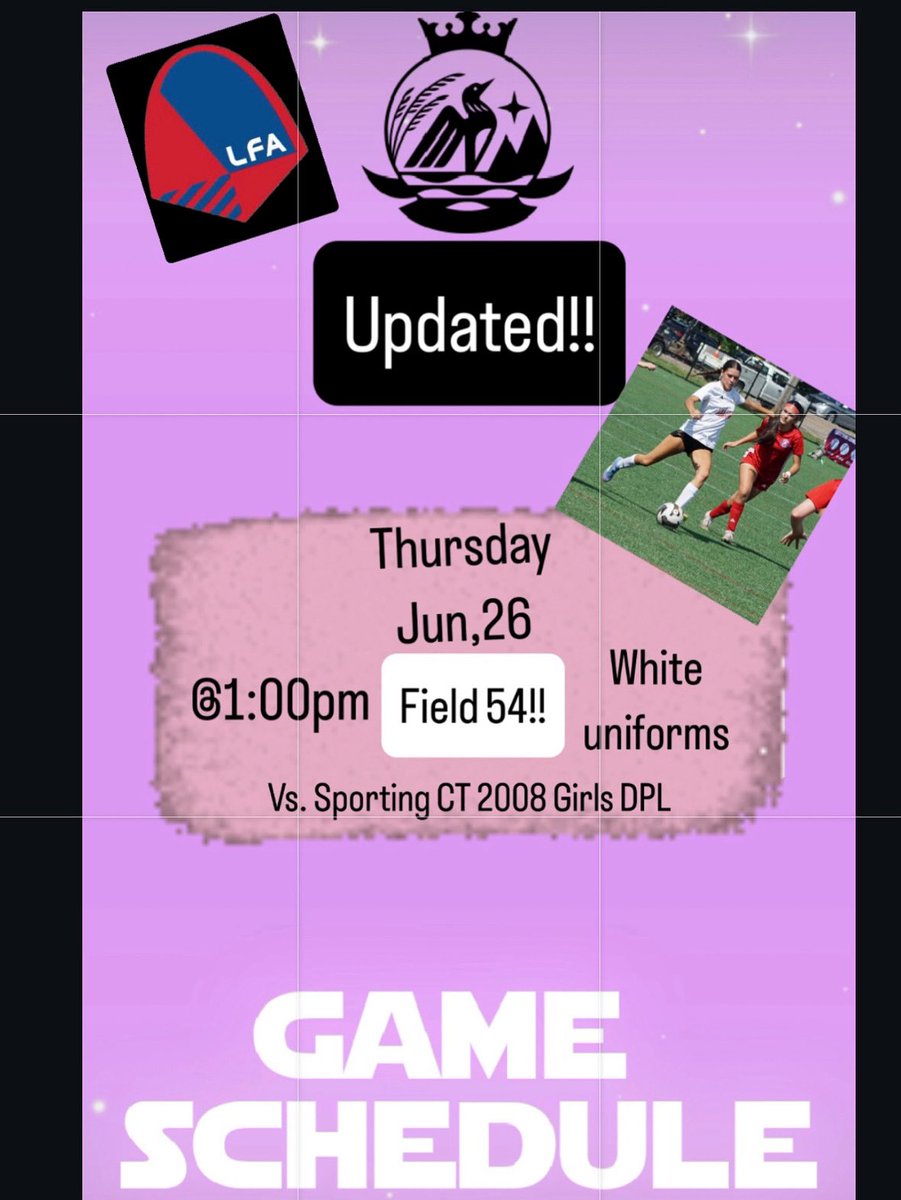 Rain Rain Go away!! Today’s Game was changed to Field 54!!!