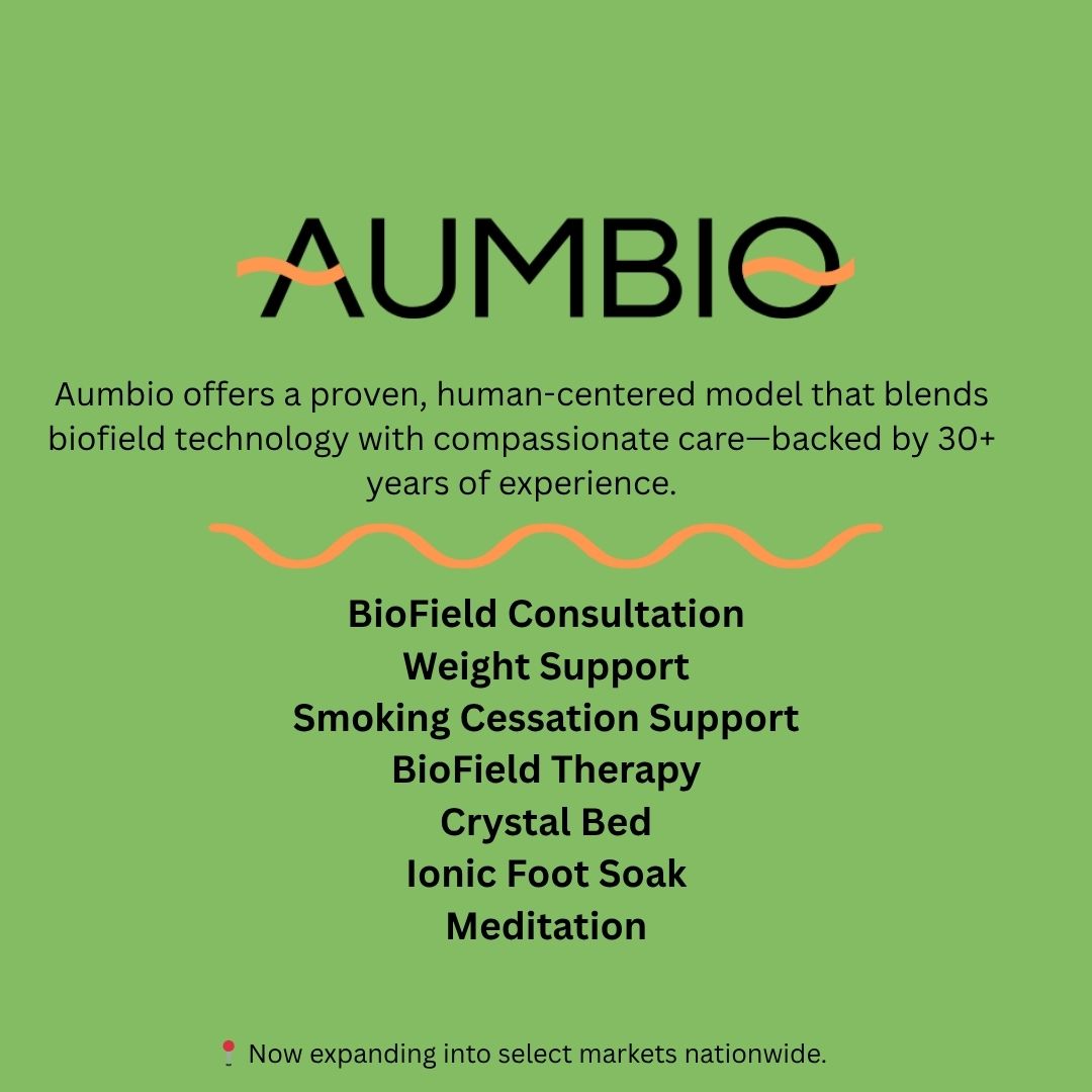 allamericanfnse's tweet image. Aumbio, a contemporary #wellnesscenter, provides tailored, non-invasive services based on #biofieldtherapy and energetic support. It is expanding into select markets nationwide so don't miss the opportunity to bring this franchise to your city. #franchisefit