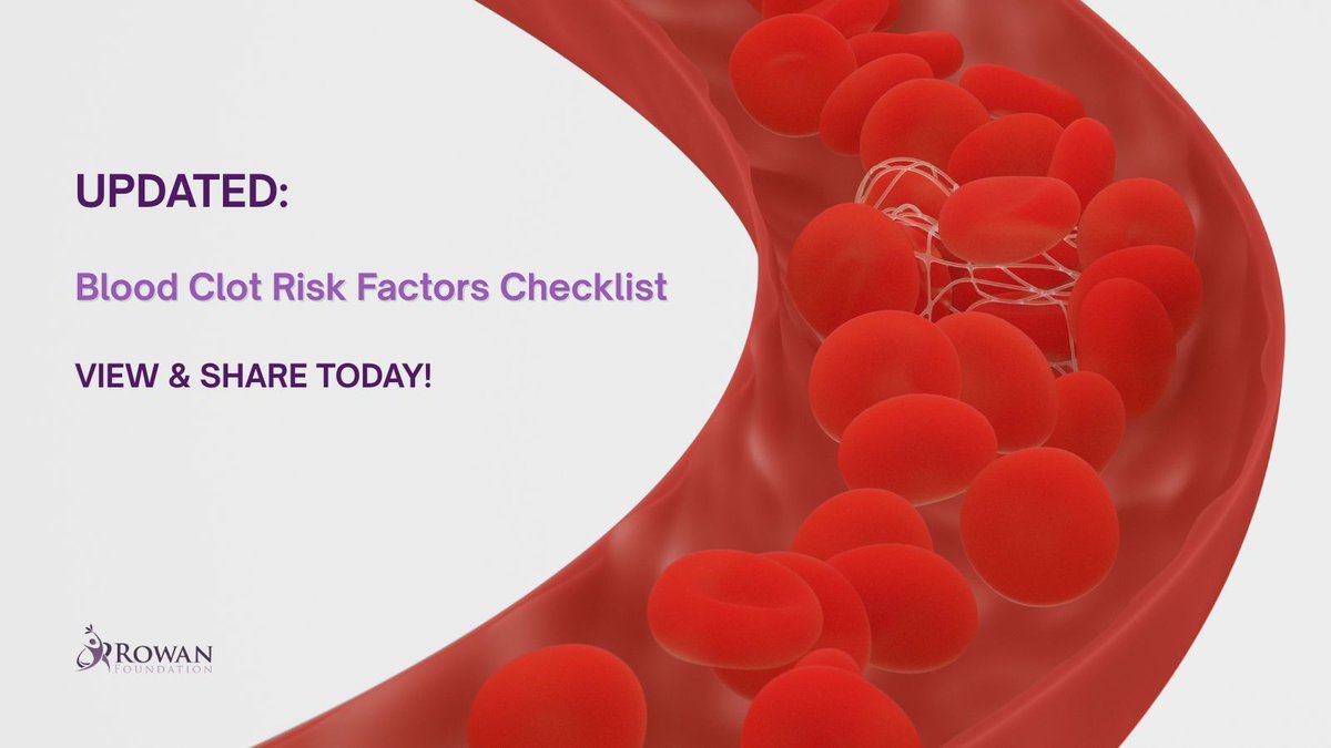 alexrowanfound's tweet image. Updated Blood Clot Risk Factors Checklist. Knowing your risk could save your life. Check it out: bit.ly/risks-checklis… 

The Rowan Foundation&apos;s newly updated checklist helps you identify common and often-overlooked factors that increase your chances of developing dangerous…