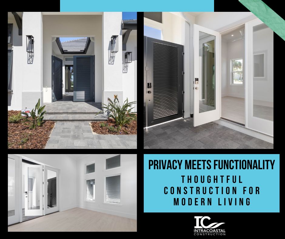 A unique entrance deserves it’s own post. This gate gives privacy to allow for a morning cup of coffee on the front porch and then slip in the side entrance to the office!

#entry #frontgate #customdesign #frontelevation #intracoastalconstruction