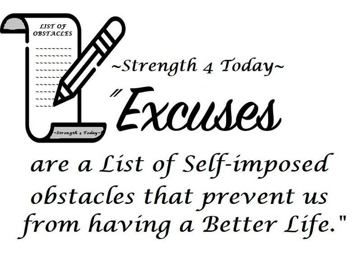 Strengthfor2day's tweet photo. "Excuses Are A List of Self-Imposed Obstacles
That Prevent Us From Having A Better Life."
#Excuses #List #SelfImposed #Obstacles #Prevent #BetterLife #RecoveryPosse #Strengthfor2day https://t.co/RDuvUDuhhm