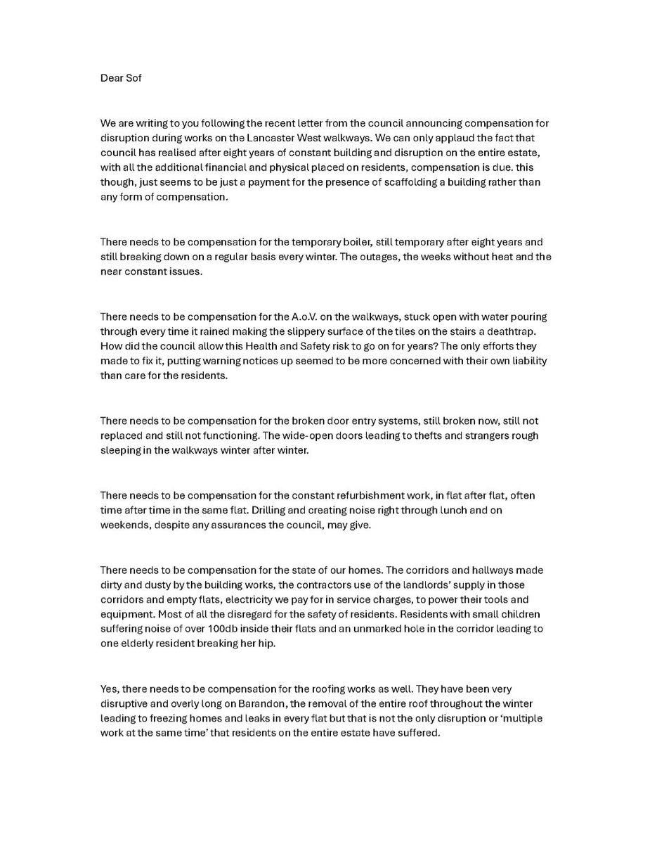 LWWalkwaysRA's tweet image. The Committee has responded to the letter received from the council about their offer of compensation which is for 1 year for 1 block for, the ongoing and seemingly never ending, building works on the walkways.