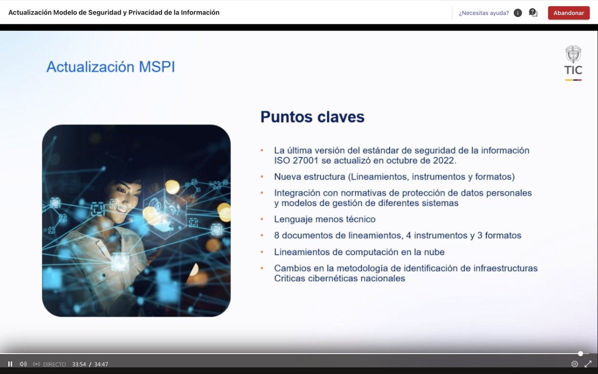 GobDigitalCO's tweet photo. 💡 Las entidades ya analizan cómo aplicar el nuevo #MSPI.
Las intervenciones del equipo MinTIC están generando preguntas clave y apuntes prácticos entre los asistentes.
Se siente el interés por llevar esto a la acción. ✍🏻

#GobiernoDigital #SeguridadDigital https://t.co/AwiXQxvaBM