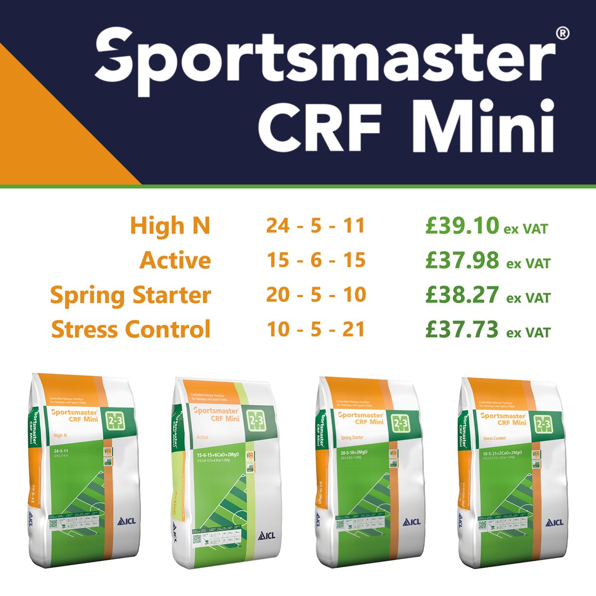 SPECIAL OFFER!!!!
The <a href="/ICL_Turf/">ICL Growing Solutions - Turf & Landscape 🇬🇧🇮🇪</a> Sportsmaster CRF range provides a quick response with consistent turf growth for up to three months.
For more information call your local area rep / CTC office or visit our website:
ow.ly/QMyO50W8YIM
