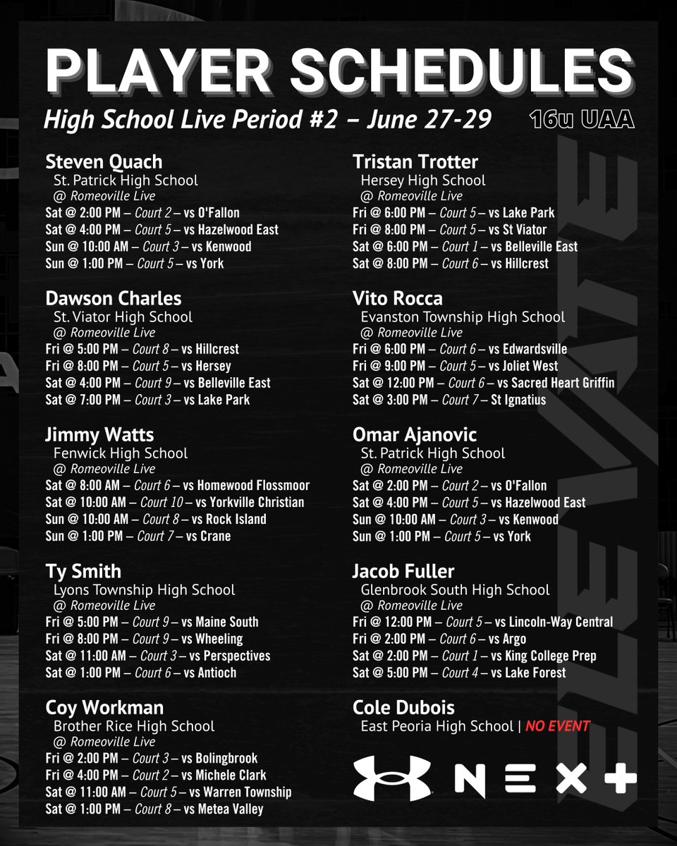 Fundamental U (@fundamentalua) on Twitter photo 🚨 16u Elevate UAA – HS Live Period #2 📍
Here’s where college coaches can find our squad this weekend! #FUFamily
<a href="/DontaeMJ99/">Dantea Johnson</a> <a href="/UANextBHoops/">Boys UAA</a> <a href="/RVilleLivehoops/">Romeoville Live Summer Shootout</a> 🚨 16u Elevate UAA – HS Live Period #2 📍
Here’s where college coaches can find our squad this weekend! #FUFamily
<a href="/DontaeMJ99/">Dantea Johnson</a> <a href="/UANextBHoops/">Boys UAA</a> <a href="/RVilleLivehoops/">Romeoville Live Summer Shootout</a>