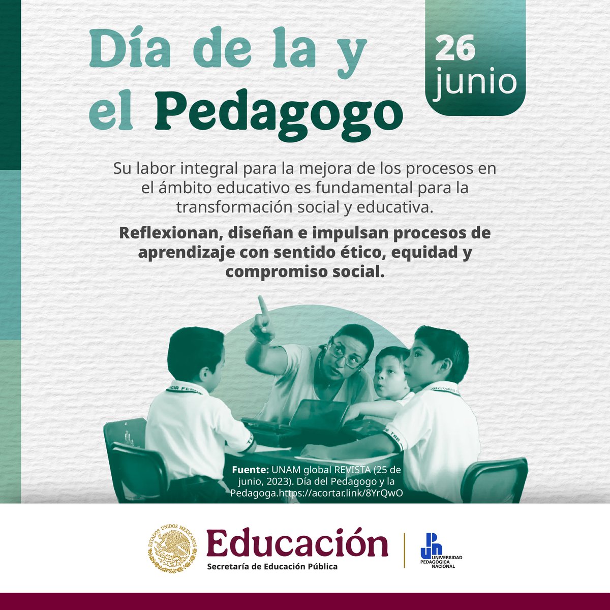 Muchas felicidades Pedagogas y Pedagogos.
Imagen: <a href="/UPN_MX/">Universidad Pedagógica Nacional</a>