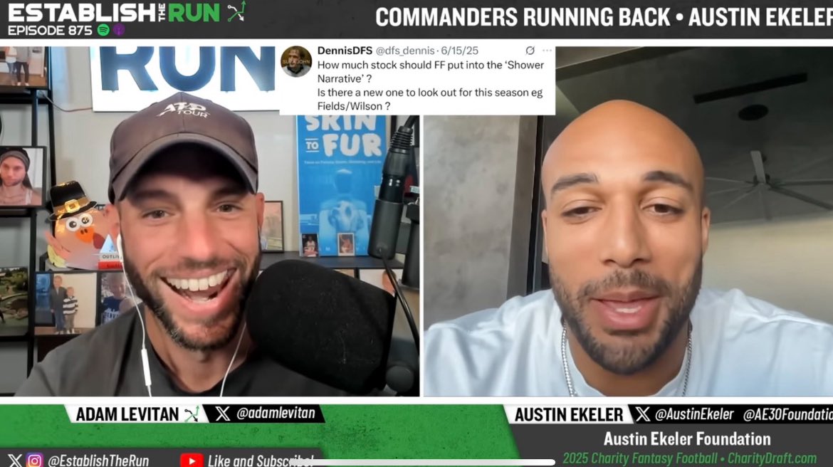 New pod up. Really enjoyed talking to <a href="/AustinEkeler/">Austin Ekeler</a> about:
* The NFL’s 2024 return to run game 
* How players view fantasy football 
* NFL contract structures 
* His charity fantasy league 
* Tons more