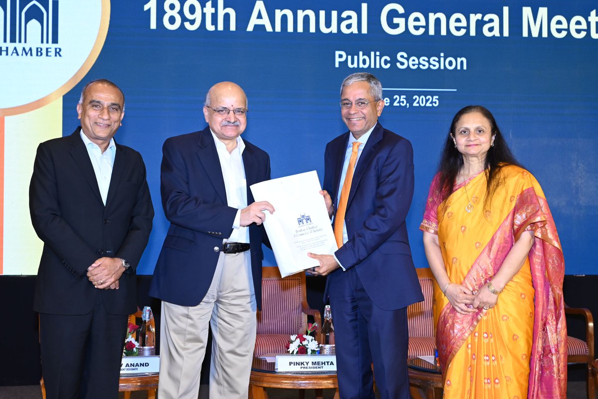 Bombay Chamber (@bombaychamber) on Twitter photo The Bombay Chamber's 189th AGM featured a powerful keynote by B.V.R. Subrahmanyam (CEO, NITI Aayog) on India’s $30T vision for 2047. <a href="/rajivanand/">Rajiv Anand</a> assumed presidency, and a new dispute resolution platform was launched.
Read More Here: zurl.co/kK8an
#BombayChamber #AGM The Bombay Chamber's 189th AGM featured a powerful keynote by B.V.R. Subrahmanyam (CEO, NITI Aayog) on India’s $30T vision for 2047. <a href="/rajivanand/">Rajiv Anand</a> assumed presidency, and a new dispute resolution platform was launched.
Read More Here: zurl.co/kK8an
#BombayChamber #AGM
