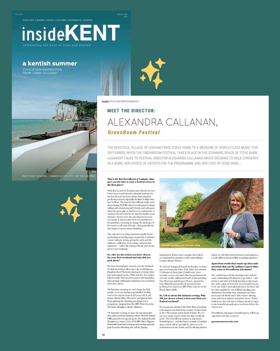 GRConcerts's tweet image. ✨ IN THE PRESS ✨

We’re thrilled to share that Green Room has been making headlines 📸!

We’re incredibly grateful for the spotlight and even more excited to welcome new and returning guests who have discovered us through the press 😊.

#tithebarn #lenham #greenroom