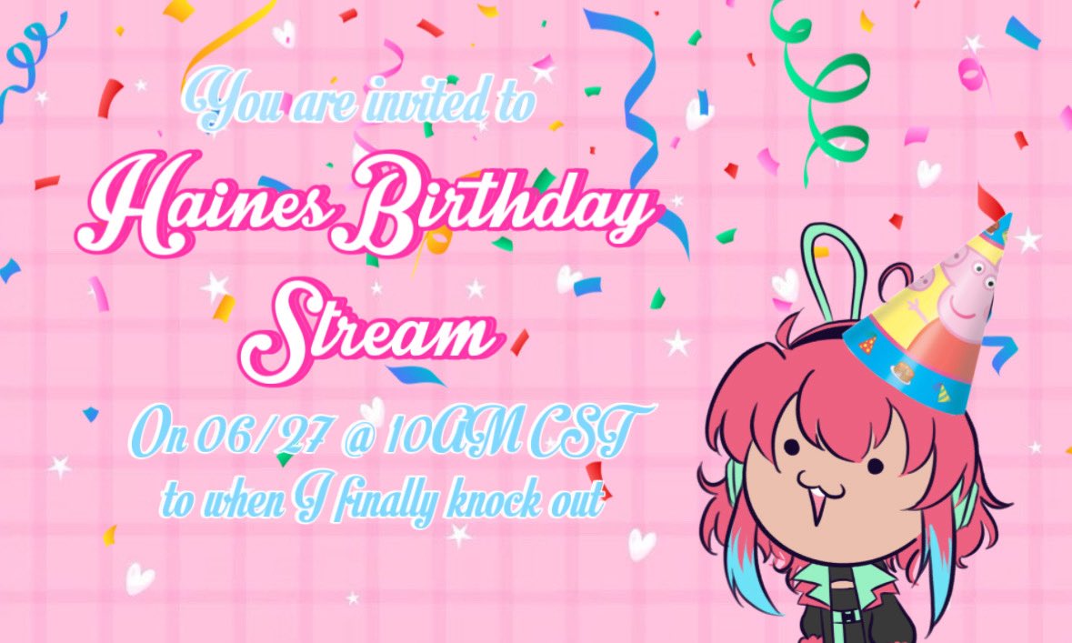 Ello! It is my birthday tomorrow and I will be doing a birthday stream!! 💖💖

Come join me and friends as I stream all day! THATS RIGHT ALL DAY! 😤

I will be starting at 10AM CST and will be ending when I finally feel tired!!  😴

PLEASE LOOK FORWARD TO IT!! ✨✨