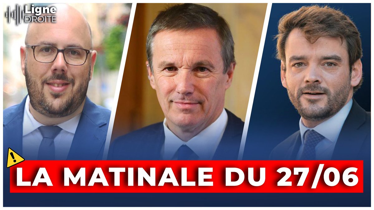 Ligne Droite • La matinale de RC (@ligne__droite) on Twitter photo 🚨 PROGRAMME DU VENDREDI 27 JUIN 🚨
Pour nous écouter en direct :
👉 ecouter.rc.fr
Pour nous regarder en direct :
👉 youtube.com/live/MOEs_WOon…
7h10 - Allez #LesGueux ! Avec <a href="/Meurin_P/">Pierre Meurin</a>, député RN
7h30 - <a href="/dupontaignan/">N. Dupont-Aignan</a>, président de <a href="/DLF_Officiel/">Debout La France</a>, et la droite française 🚨 PROGRAMME DU VENDREDI 27 JUIN 🚨
Pour nous écouter en direct :
👉 ecouter.rc.fr
Pour nous regarder en direct :
👉 youtube.com/live/MOEs_WOon…
7h10 - Allez #LesGueux ! Avec <a href="/Meurin_P/">Pierre Meurin</a>, député RN
7h30 - <a href="/dupontaignan/">N. Dupont-Aignan</a>, président de <a href="/DLF_Officiel/">Debout La France</a>, et la droite française