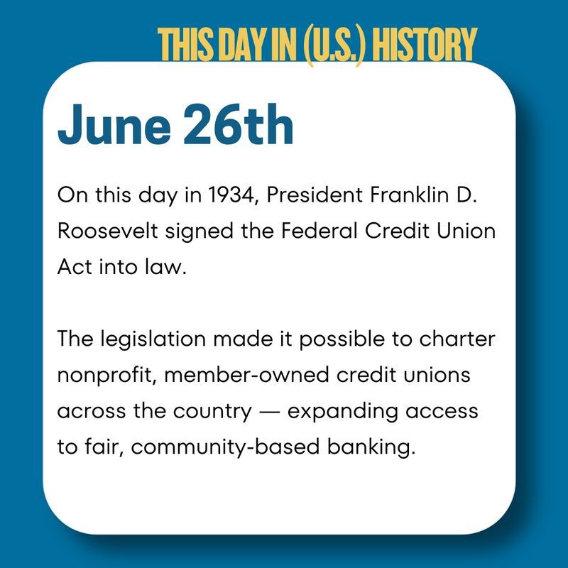 The Federal Credit Union Act allowed Americans to access fair, community-rooted #FinancialServices.

Credit unions were designed for service and built on shared ownership and local investment.

The model still offers lessons on building systems that put #PeopleFirst.