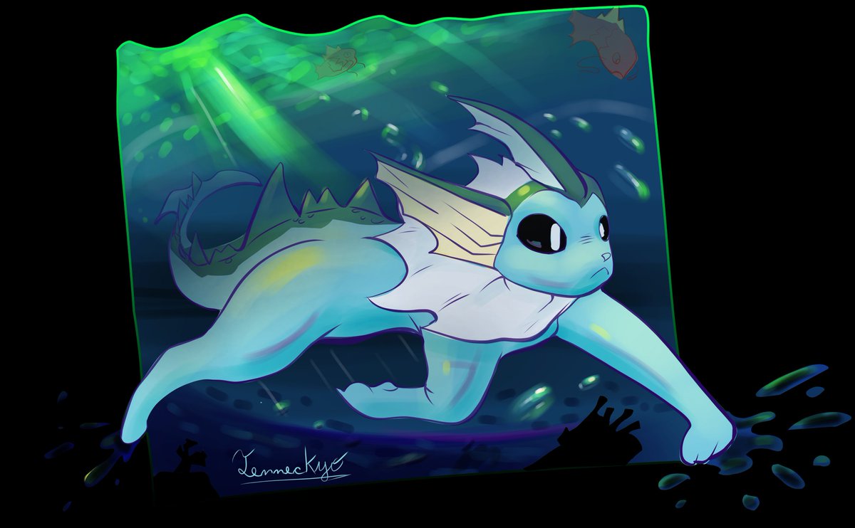 fenneckyo's tweet image. swimming boy #pokemonfanart #Vaporeon