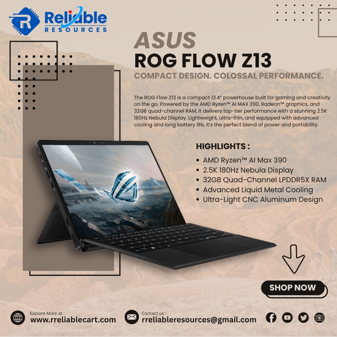 RReliable47134's tweet image. Unleash next-gen power with the ROG Flow Z13. Powered by the Ryzen™ AI MAX 390, featuring a blazing-fast 180Hz ROG Nebula Touch Display, and 1TB Gen 4 SSD for lightning load times.
🔗 Tap the link in bio to explore more
#ROGFlowZ13 #GamingReimagined #AMD390 #NebulaDisplay