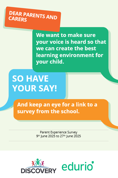 Parkland Primary (@parklandsch) on Twitter photo Don't miss the opportunity to have your views and opinions heard! The survey will be available until TOMORROW so please make sure to have your say and share your feedback.
To complete the survey, please click here: edurio.com/poll/avGsME
<a href="/Discoverytrust/">Discovery Trust</a> Don't miss the opportunity to have your views and opinions heard! The survey will be available until TOMORROW so please make sure to have your say and share your feedback.
To complete the survey, please click here: edurio.com/poll/avGsME
<a href="/Discoverytrust/">Discovery Trust</a>