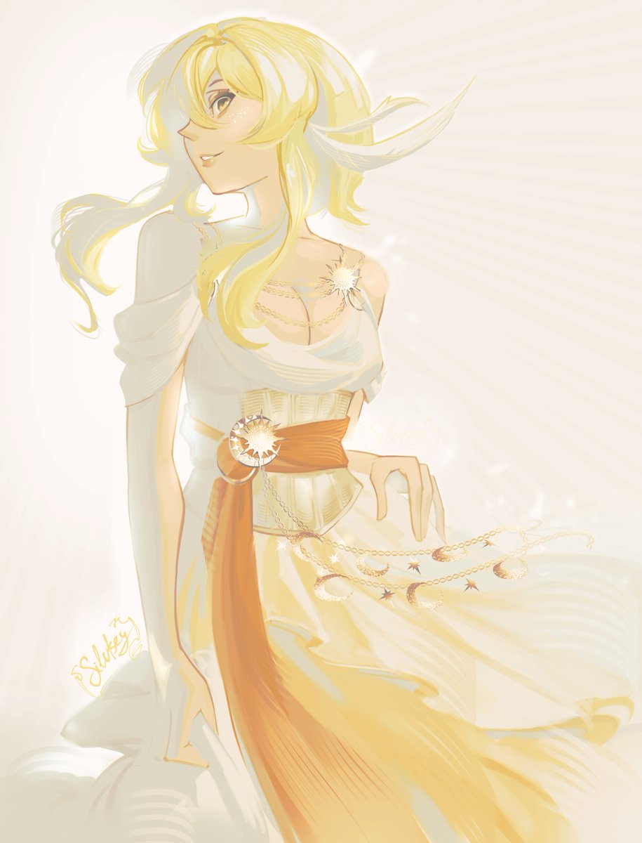 Silvkey_'s tweet image. Cute dress for Lumine is done.
Really wanted some light, sunny vibes in this piece.
Inspired by a photo I found on Pinterest
#lumine #genshin