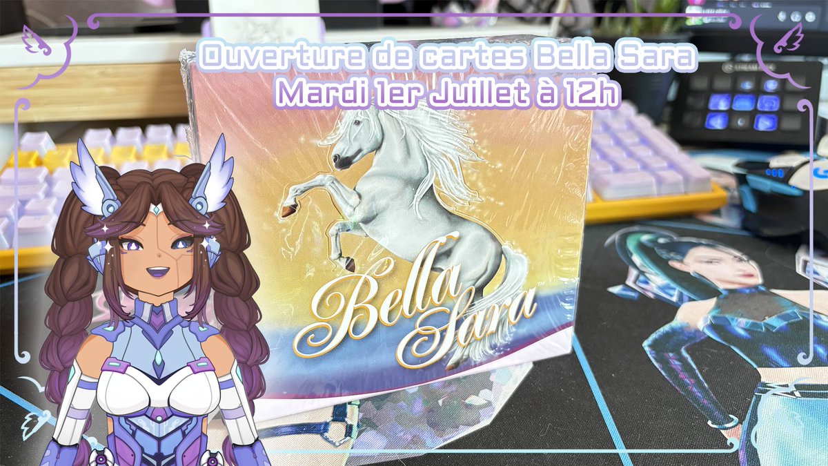✨Ouverture de Boosters Bella Sara🪽

Mardi 1er Juillet on ouvrira une display complète de 36 boosters Bella Sara 1ere série FR !
J'ai repris une hype de ces cartes récemment et je veux collectionner toutes les cartes de Thunder alors AU BOULOT !