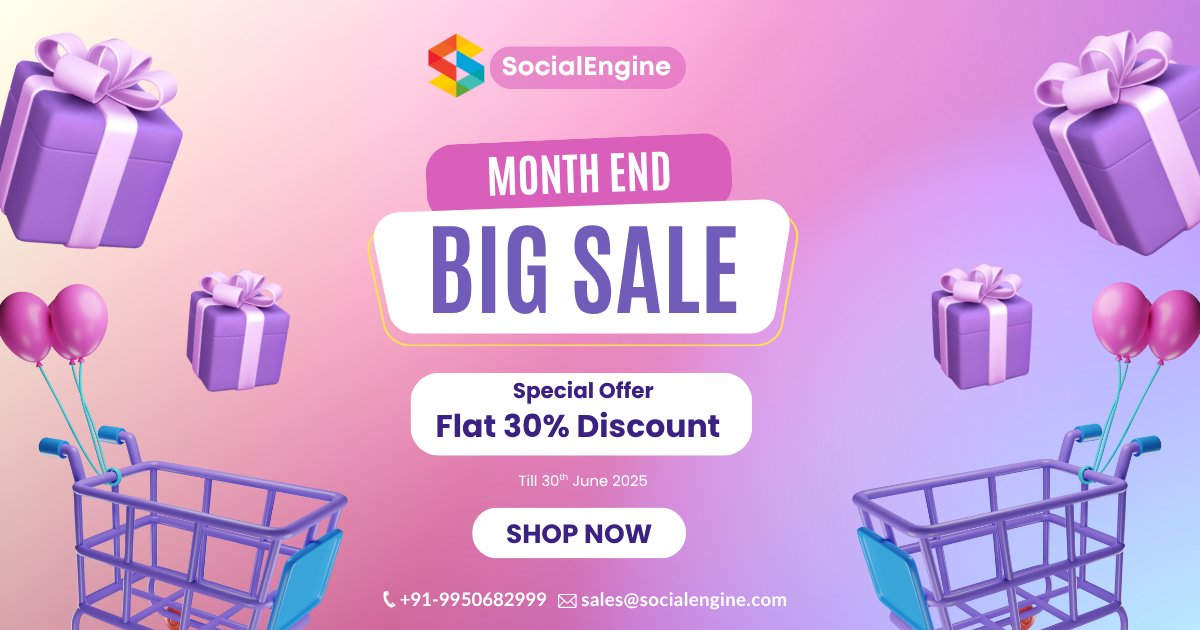 📷Celebrate the Month End with SocialEngine &amp; Get a Flat 30% Discount on All Products !!

This exclusive month-end offer is active from 26th to 30th June 2025

Read more for coupon code: socialengine.com/blog/celebrate…