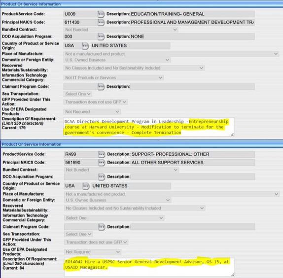 DOGE just terminated 312 government contracts with a ceiling value of $2.8B and savings of $470M...in just the last week

Notably a $286k professional and management development contract for an “entrepreneurship course at Harvard University”and $485k USAID contract for a “senior