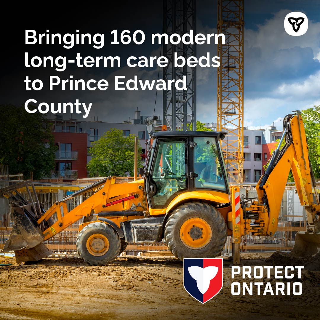 Ontario Long-Term Care (@onlongtermcare) on Twitter photo The government is protecting Ontario’s long-term care system with the construction of the new Prince Edward County Long-Term Care Home.
The new home will bring 160 modern long-term care beds to Prince Edward County and offer nursing and personal care, dietary and recreational The government is protecting Ontario’s long-term care system with the construction of the new Prince Edward County Long-Term Care Home.
The new home will bring 160 modern long-term care beds to Prince Edward County and offer nursing and personal care, dietary and recreational