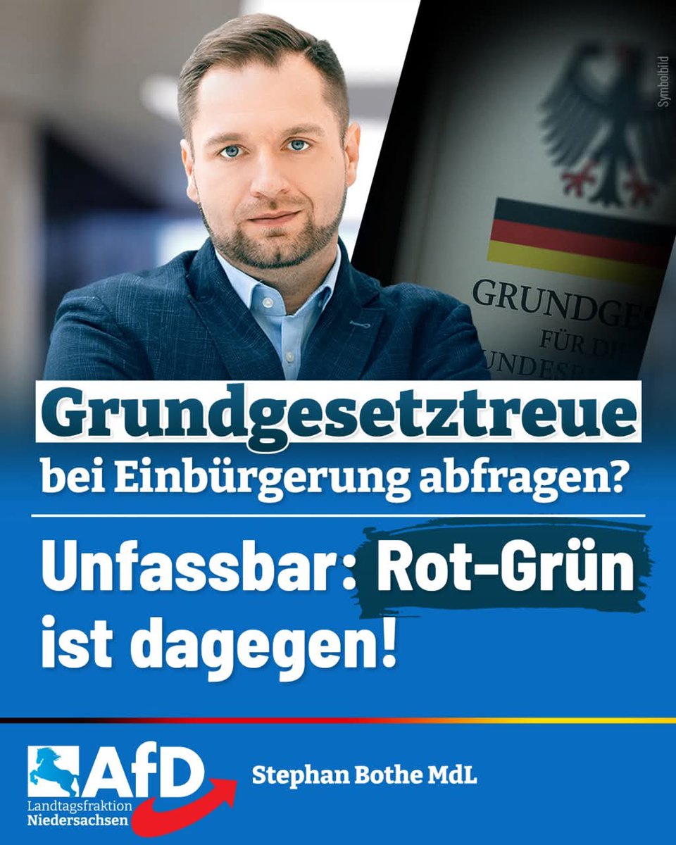 AfD-Fraktion Niedersachsen (@afdfraktionnds) on Twitter photo ++ Damit hat sich die Landesregierung endgültig entlarvt! ++
Wenn man die richtigen Fragen stellt, bekommt man von dieser Landesregierung unglaubliche Antworten:
Mit einer Kleinen Anfrage (Drs. 19/7141) wollte unser innenpolitischer Sprecher, Stephan <a href="/MdlBothe/">Stephan Bothe MdL</a>, herausfinden, ++ Damit hat sich die Landesregierung endgültig entlarvt! ++
Wenn man die richtigen Fragen stellt, bekommt man von dieser Landesregierung unglaubliche Antworten:
Mit einer Kleinen Anfrage (Drs. 19/7141) wollte unser innenpolitischer Sprecher, Stephan <a href="/MdlBothe/">Stephan Bothe MdL</a>, herausfinden,