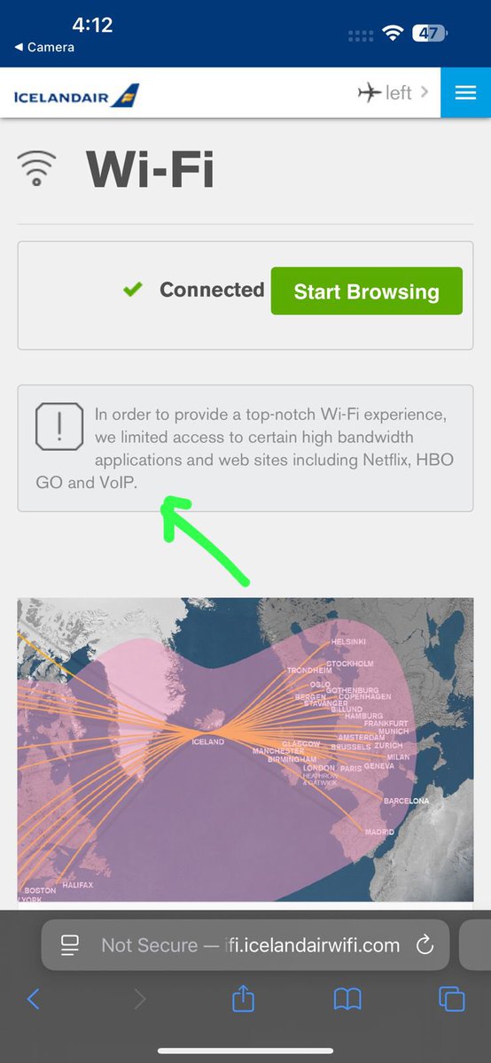 I’m in 38,000 feet in air ✈️ right now - on my way to Iceland 🇮🇸 connected to the flight WiFi and Huddle01 Meet App works flawlessly! 

Interestingly, they clearly write the VoIP (Voice Over Internet Protocol) don’t work which is correct, Zoom/Gmeet don’t seem to work while