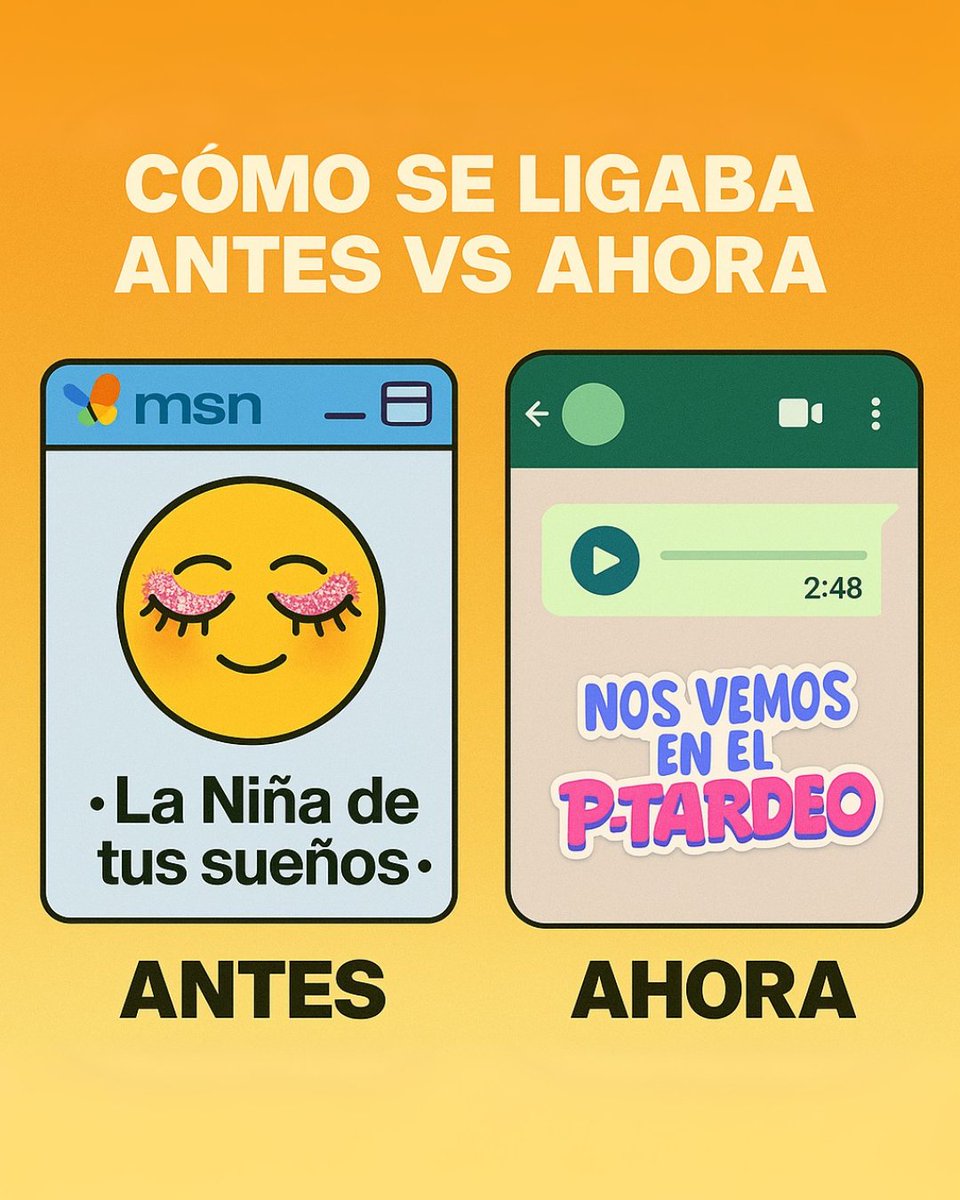Antes se ligaba con nicks tipo “·La niña de tus sueños·” y zumbidos en MSN.
Ahora, con audios de 2:48 y stickers del P-Tardeo.
 Misma intención, menos glitter.
¿Tú también caíste en los encantos del Messenger?
#PTardeoFest2025 #ModoPetardeoON