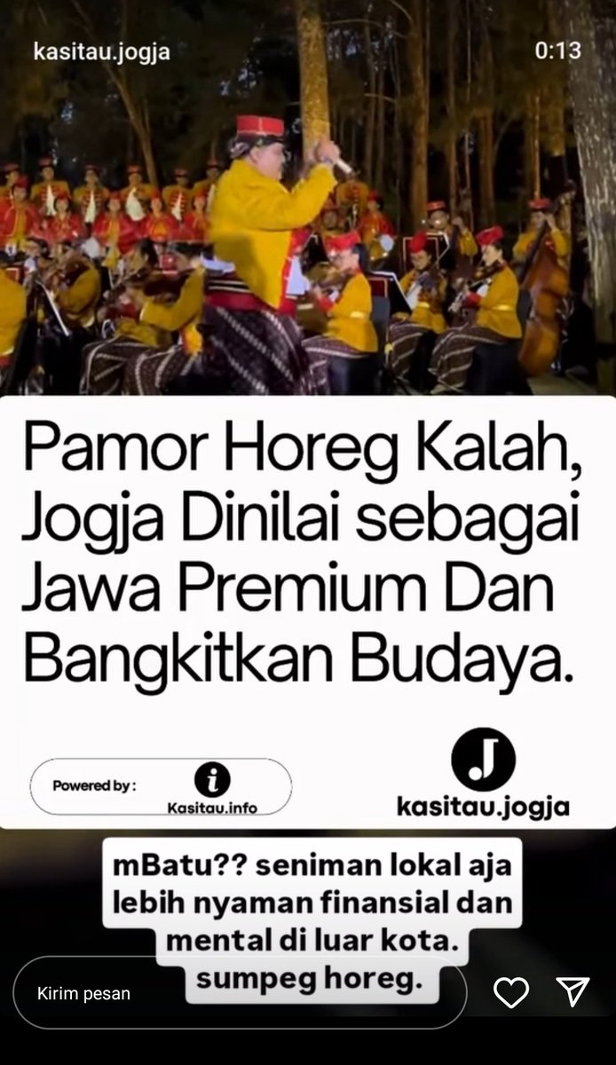 BatuCamp's tweet photo. beberapa hari yang lalu, sempat tergelitik dengan salah satu postingan dari pengusaha lokal yang ada di batu.

dia memberi statement di saat narasi antara "Sound Horeg" dengan festival kebudayaan lainnya.

hingga, ada satu kegelisahan yang muncul. https://t.co/OJ8JdWQIkT