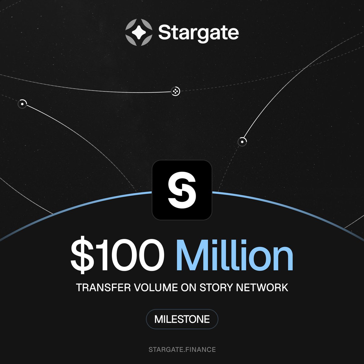 StargateFinance's tweet photo. Milestone unlocked for @StoryProtocol.

Over $100M in lifetime transfer volume has flowed into Story, powered by Stargate.

Story is part of Stargate’s Hydra network, giving the ecosystem access to interop-ready assets transferable from 50+ Stargate connected chains.

Connected to the global liquidity layer, the world's IP blockchain is able to realize the next great RWA class.