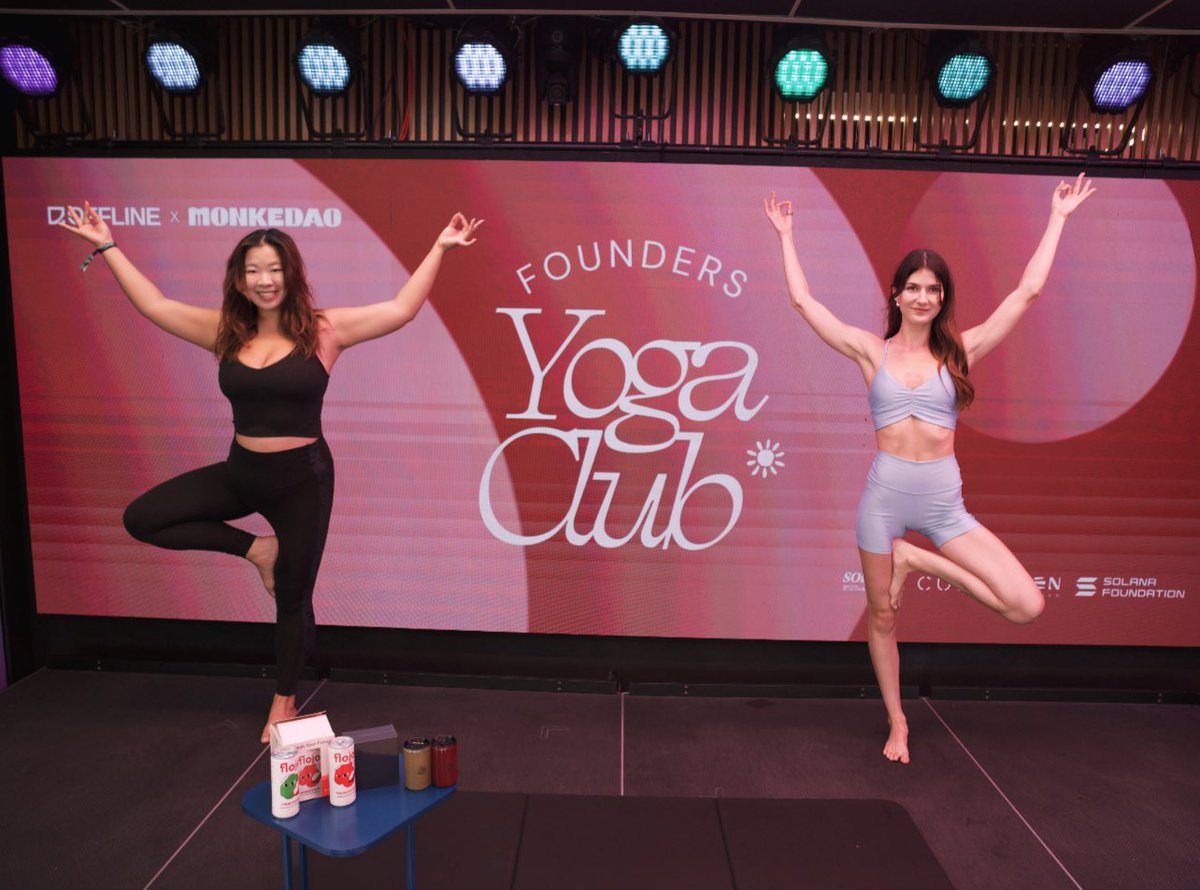 gYoga 🧘‍♀️

Founder’s Yoga Club by <a href="/getofflinexyz/">OFFLINE</a> x <a href="/MonkeDAO/">MonkeDAO🍌</a> is now open 🫶

Come reconnect with your mind and body. All levels welcome! 

Thanks to the partners for making it happen <a href="/SolsticeConf/">Solana Solstice</a> <a href="/SolanaSkyline/">Skyline 🇺🇸/acc</a> <a href="/CudisWellness/">CUDIS</a> <a href="/DrinkFlojo/">FLOJO ✨</a> <a href="/ZenKitchenXYZ/">Zen Kitchen</a>