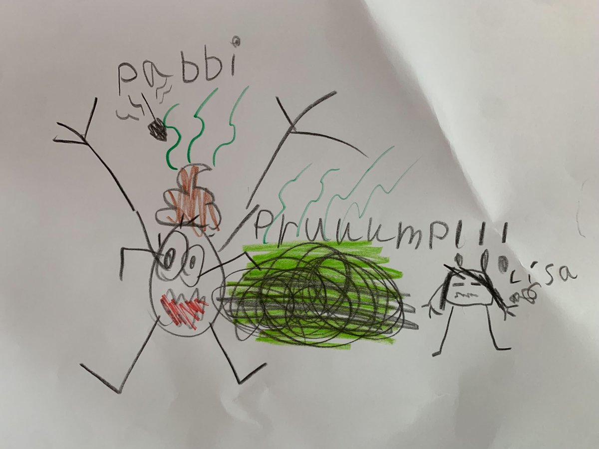 Svona teiknar dóttir mín og sýnir öllum í vinnunni og hefur föður sinn að fífli 😪 vanvirðingin!