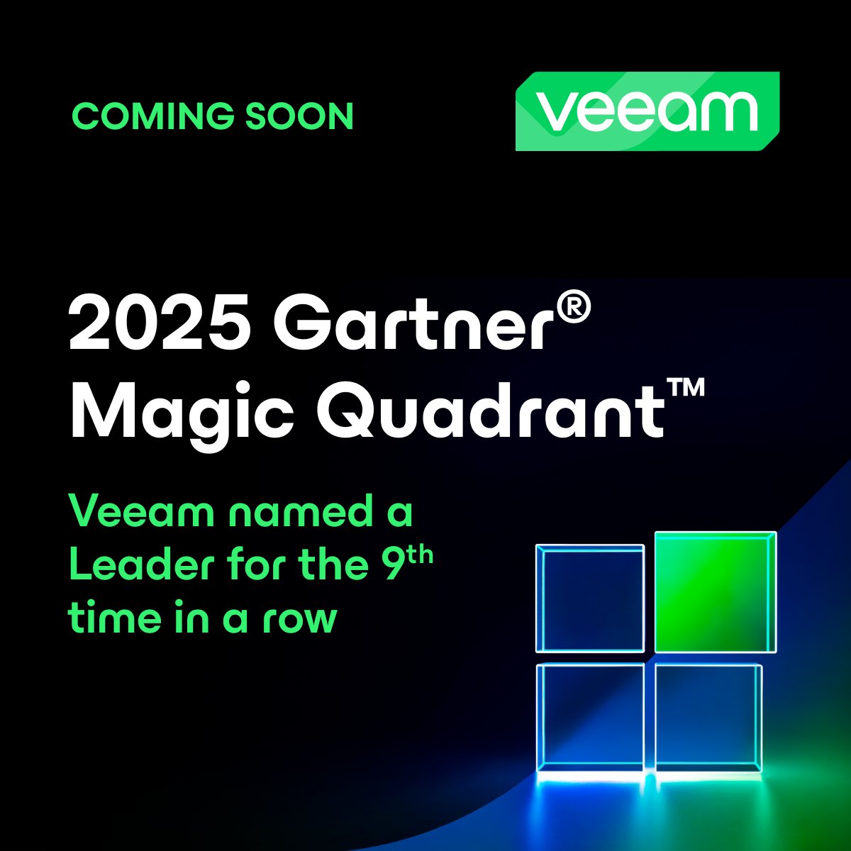 It’s official! 👏 Veeam is recognized again as a Leader for the 9th year in the 2025 Gartner® Magic Quadrant™ for Backup &amp; Data Protection Platforms. More details: bit.ly/4nmy7kv

#MagicQuadrant #GartnerMagicQuadrant #DataResilience