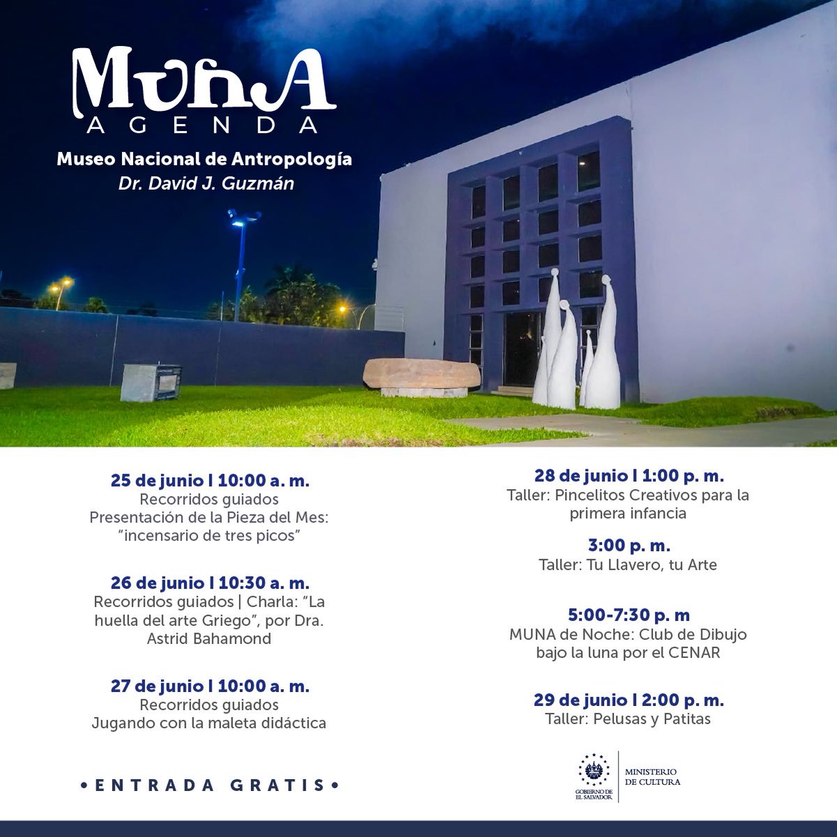 Esta semana, viví la historia y el arte en el Museo Nacional de Antropología Dr. David J. Guzmán.

La #agendaMUNA está llena de actividades para grandes y chicos: recorridos, talleres, charlas y hasta ¡club de dibujo bajo la luna! 🌕🎨