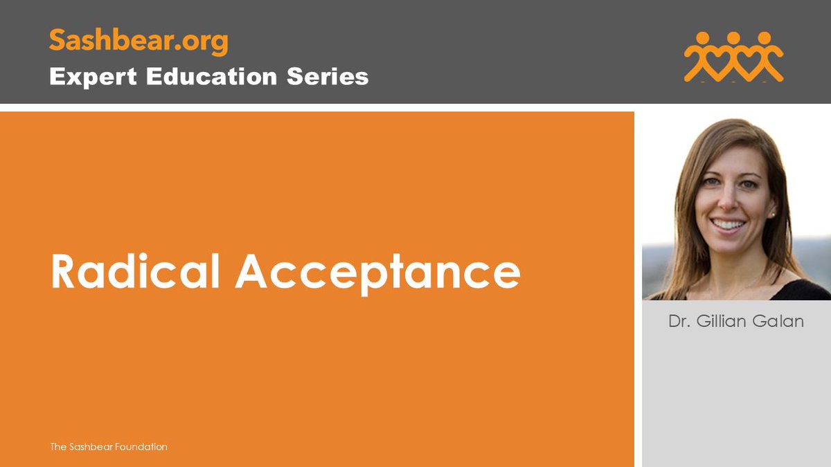 SashbearOrg's tweet image. In case you missed it, check out our June Expert Education Series with Dr. Gillian Galan on Radical Acceptance. Be sure to subscribe to our YouTube channel so you never miss a webinar! buff.ly/xIN2sgz