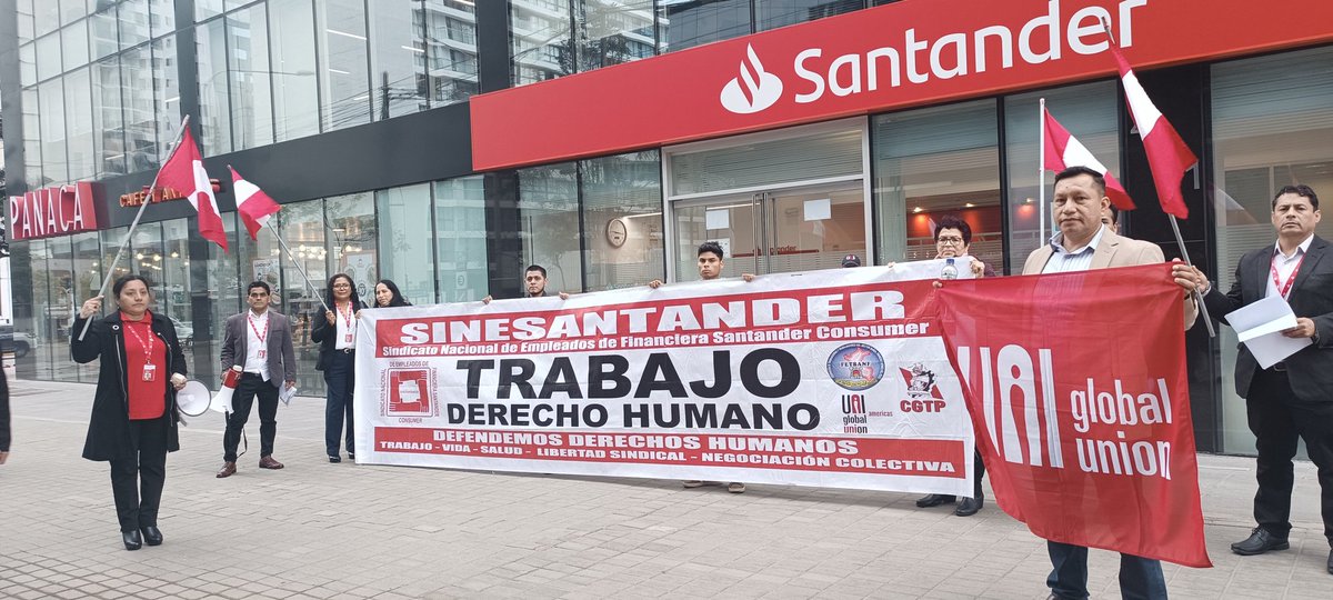 Desde Lima, Perú, el <a href="/SineSantander/">SINESANTANDERBANK Perú</a>, se une a la lucha global de los sindicatos del grupo <a href="/bancosantander/">Santander</a> en defensa de los #DerechosHumanos de los trabajadores. Exhortamos a nuestro empleador a actuar en el marco de la ley y cumplir con las buenas prácticas empresariales.