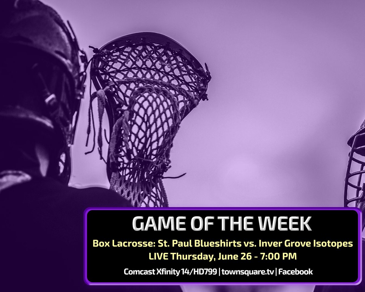Box Lacrosse is back on #GOTW! Watch the matchup between the #StPaulBlueshirts and #IGHIsotopes LIVE tonight on TV and streaming at townsquare.tv/webstreaming and Facebook! tinyurl.com/4ykc79cd