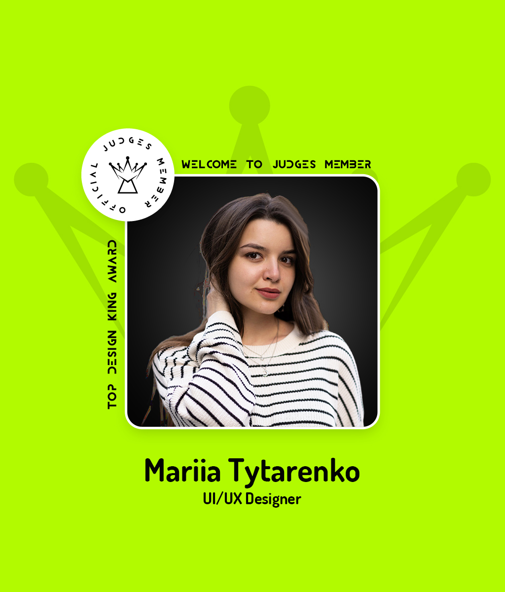TopDesignKing's tweet photo. We're happy to share that Mariia Tytarenko, UI/UX Designer has been selected as a jury member for the Top Design King Awards. We admire your contributions and are proud to have you as part of our group.
https://t.co/eVL3bLF9nI

#topdesignking #jury #judges #juryteam #awards https://t.co/GtKFwKNqpP