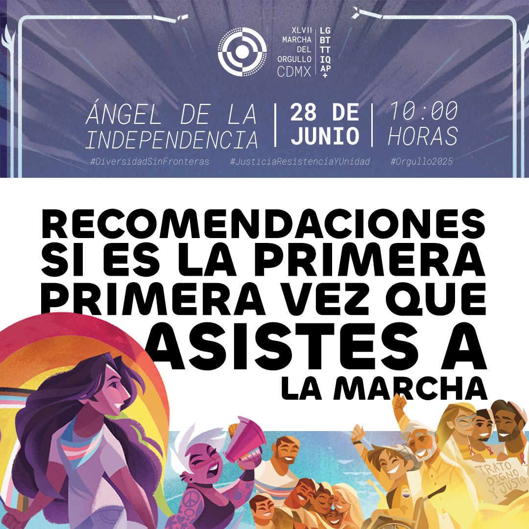 MarchaLGBTCDMX's tweet image. ✨ ¿Es tu primera vez en la Marcha?
¡Estas recomendaciones son para ti! 🏳️🌈🏳️⚧️
Queremos que te sientas segurx, acompañadx y libre de ser tú.
💖 Bienvenide a este espacio de lucha, memoria, amor colectivo y celebración.
#DiversidadSinFronteras #JusticiaResistenciaYUnidad