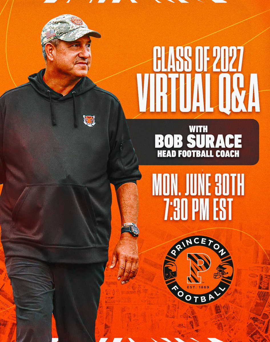 parker_num8's tweet image. Excited to learn more about @PrincetonFTBL during the virtual Q&A. Thank you @RyanFracPU for the invite.
@CoachBobSurace @SVerbit @CoachMikeWeick @fratts26 @Coach_Flinn @CoachSibel @CoachJMNichols @Coach_Mende @CoachCuevas78 @CoachRosenbaum @coachehenderson @Coach_Howard06…