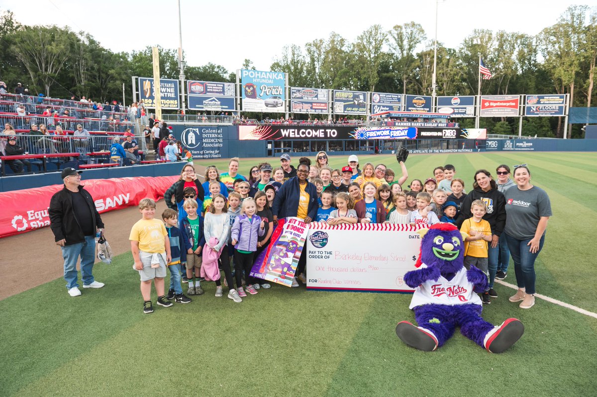 Spotsylvania County Public Schools (@spotsyschools) on Twitter photo Congratulations Berkeley Elementary students who were celebrated for completing the Fred Nats Gus' Reading Rookies Program with the highest participation! Thank you Fredericksburg Nationals for your continued partnership and supporting a love for reading! <a href="/BerkeleyBeavers/">Berkeley Elementary</a> <a href="/MiLB/">Minor League Baseball</a> Congratulations Berkeley Elementary students who were celebrated for completing the Fred Nats Gus' Reading Rookies Program with the highest participation! Thank you Fredericksburg Nationals for your continued partnership and supporting a love for reading! <a href="/BerkeleyBeavers/">Berkeley Elementary</a> <a href="/MiLB/">Minor League Baseball</a>
