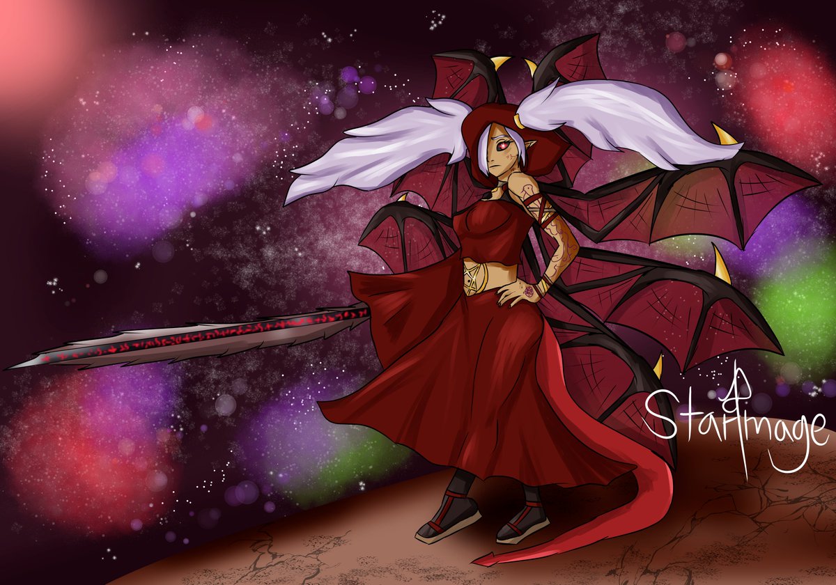 Starmage_RPG's tweet image. Me when I'm not drawing nood men:
Mischevia, the Demon Lord fan art from @RemiChan_CCC's Fantasia is here!
Damnn, this was the most challenging design I've had to do in my fanart journey, but was super fun! xD #rpgmaker #art