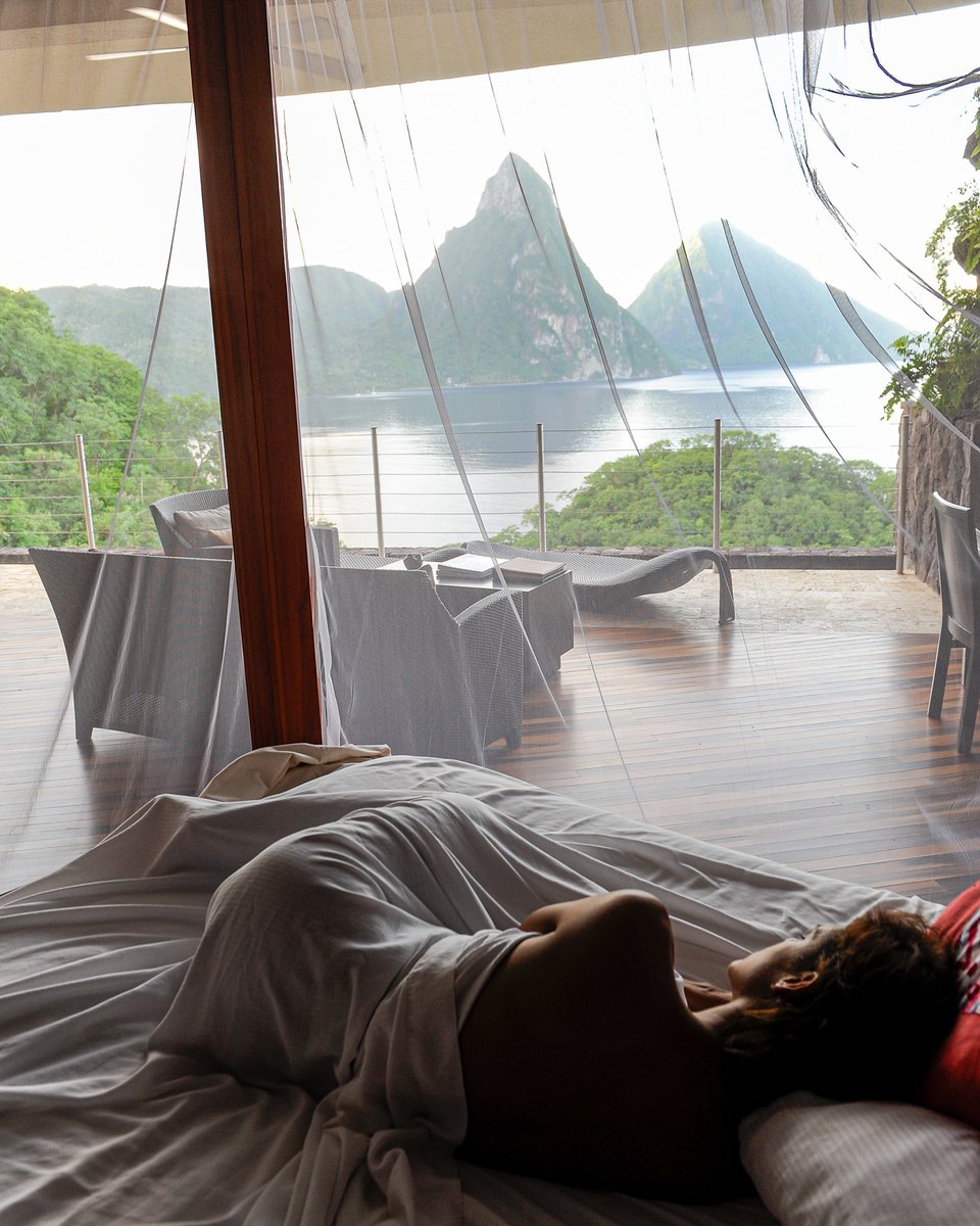 Waking up in bed at #JadeMountain feels like a dream you never want to end. With the Pitons at your feet and the Caribbean Sea beyond, this is #SaintLucia.

#TravelSaintLucia #LetHerInspireYou