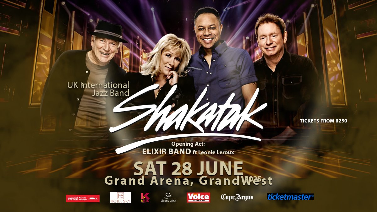 Shakatak takes to stage at the Grand Arena, GrandWest, Cape Town this Saturday!

Book your tickets at ticketmaster.co.za

#Shakatak #TicketmasterZA